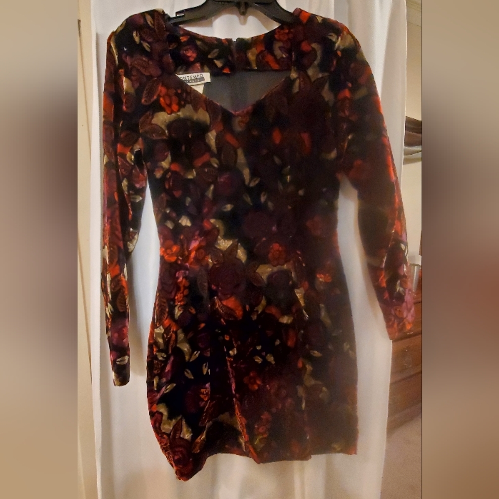 Contempo Casuals Velvet Floral Mini Dress Used